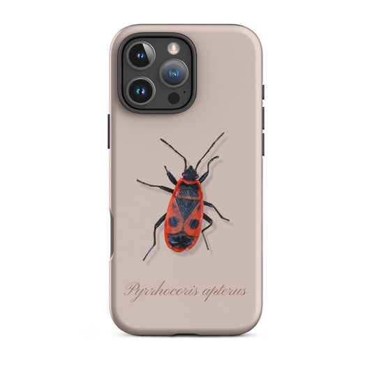 Rosa iPhone Hülle mit Feuerwanzen-Design, Schutzhülle aus robustem Material für Apple iPhone.