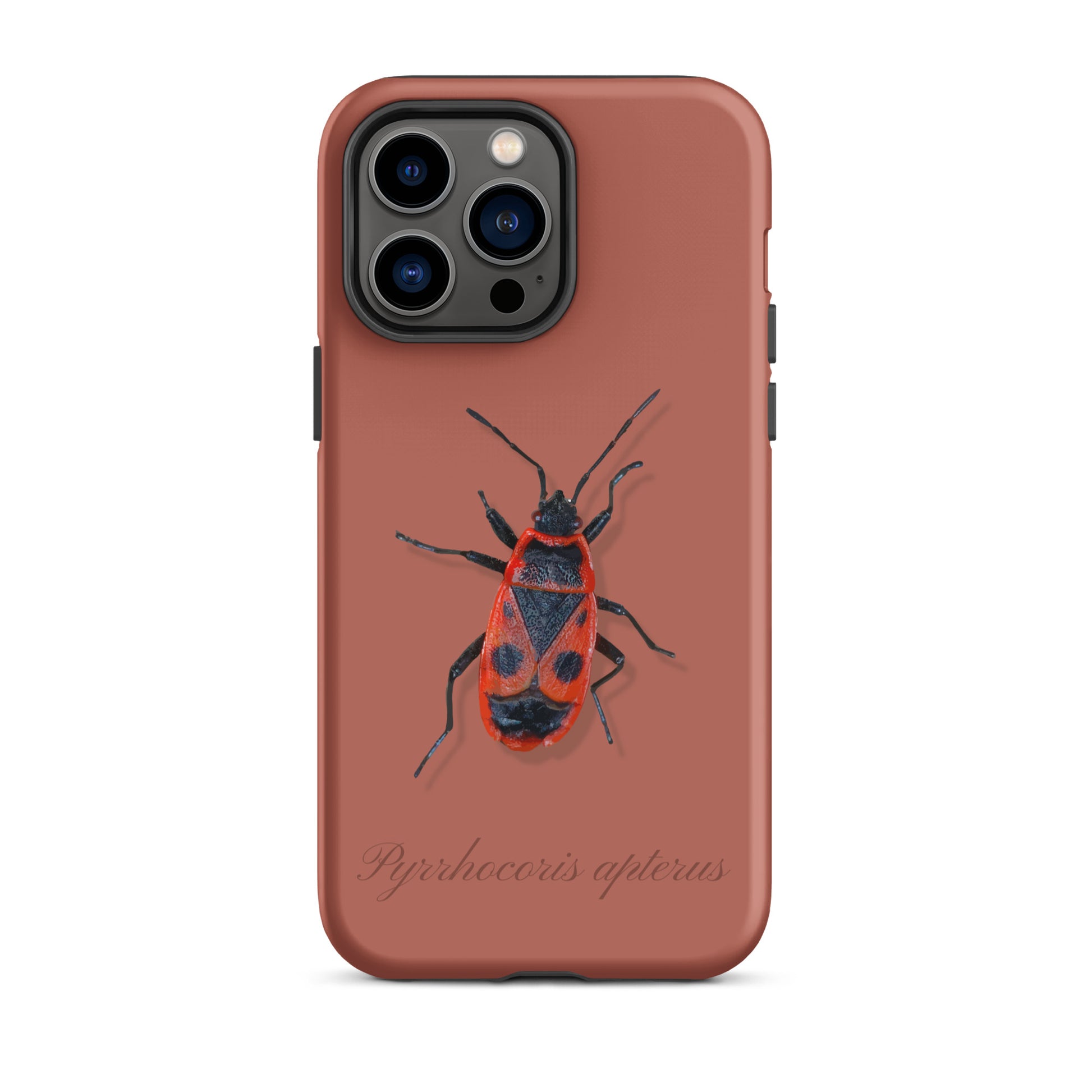 Ziegelrote iPhone-Hülle mit Feuerwanzen-Motiv, schützende Silikonhülle für Apple iPhone