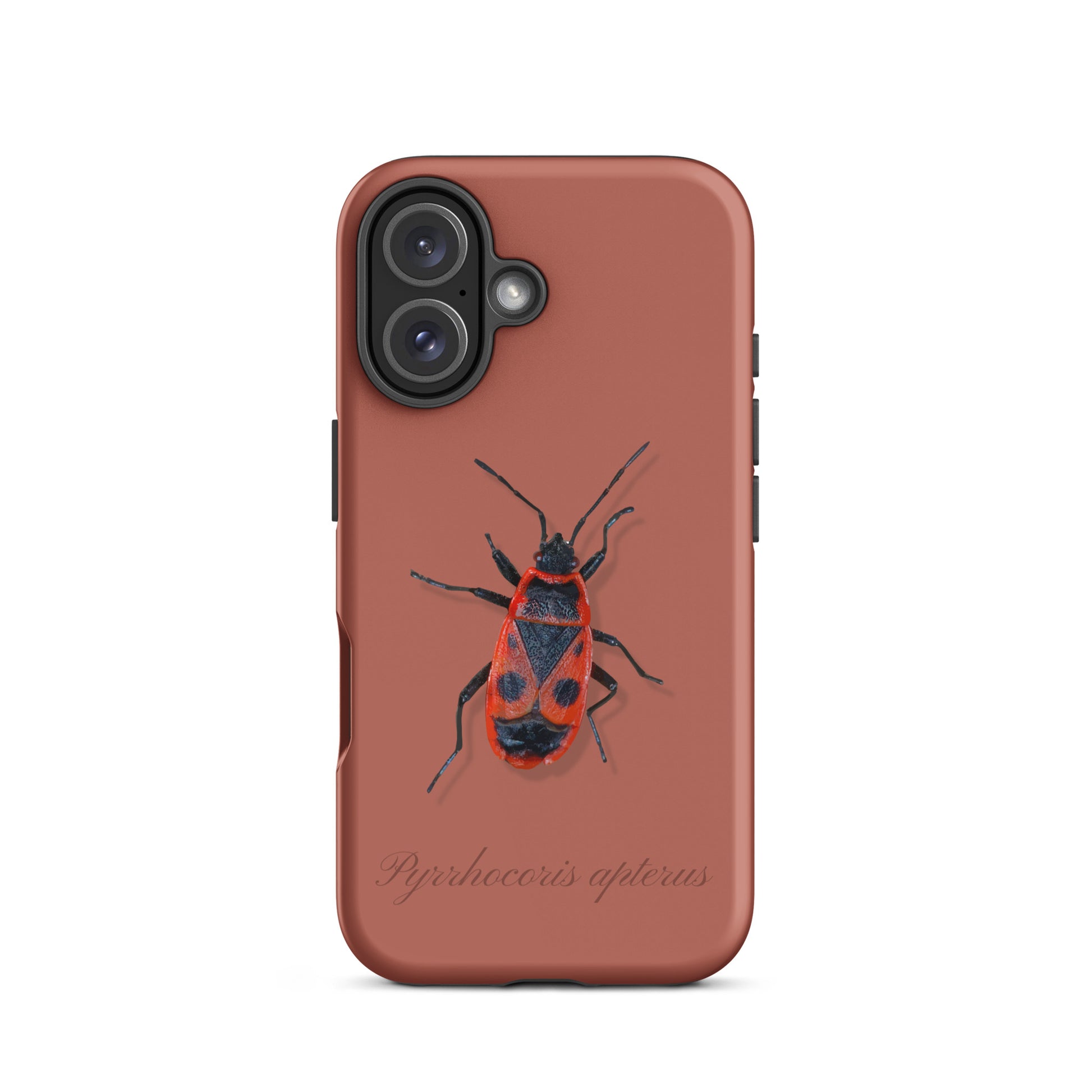 iPhone-Hülle mit Feuerwanzen-Design in Ziegelrot, Schutzhülle aus robustem Material