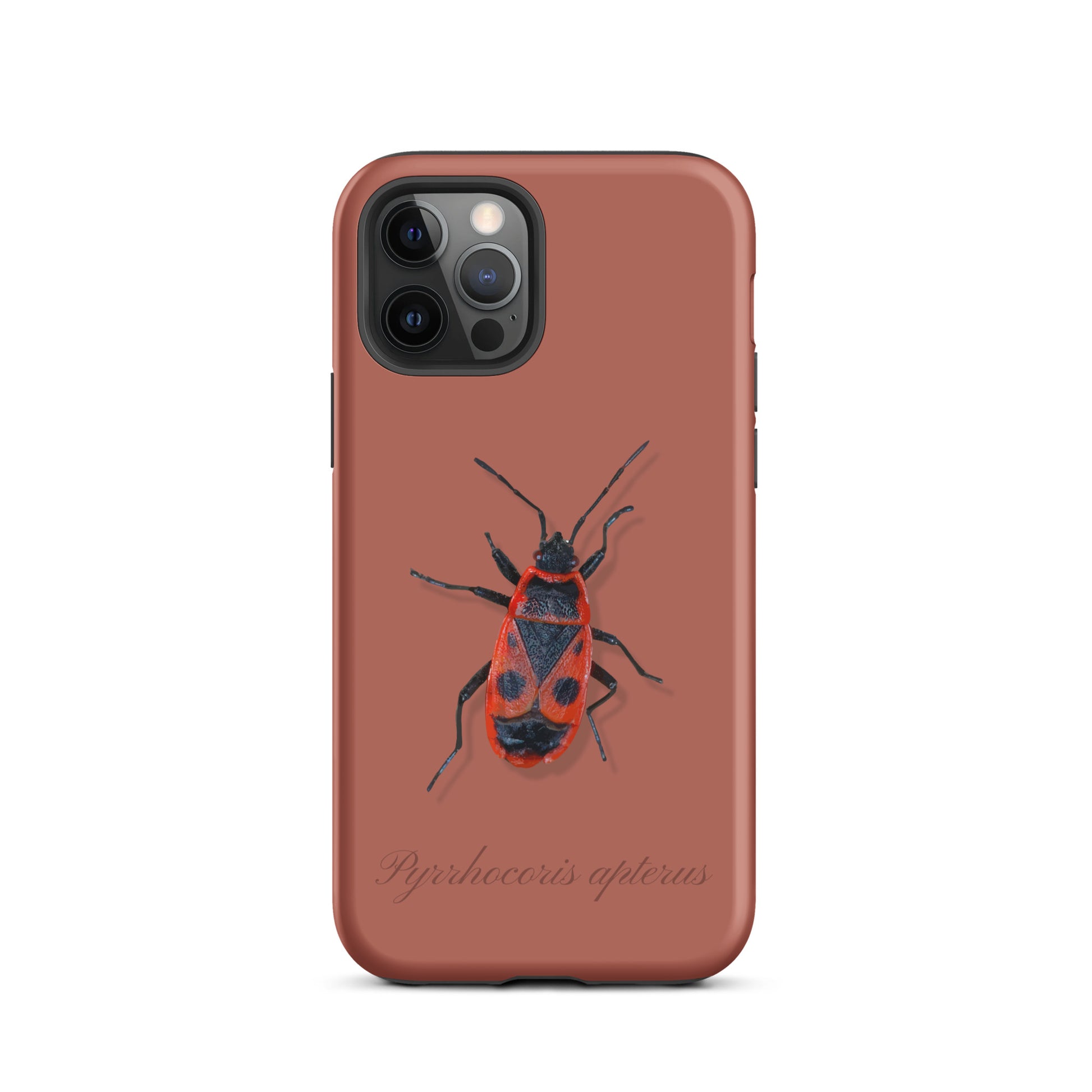 Ziegelrote iPhone-Hülle mit Feuerwanzen-Design aus robustem Material, Schutzhülle für Apple iPhone