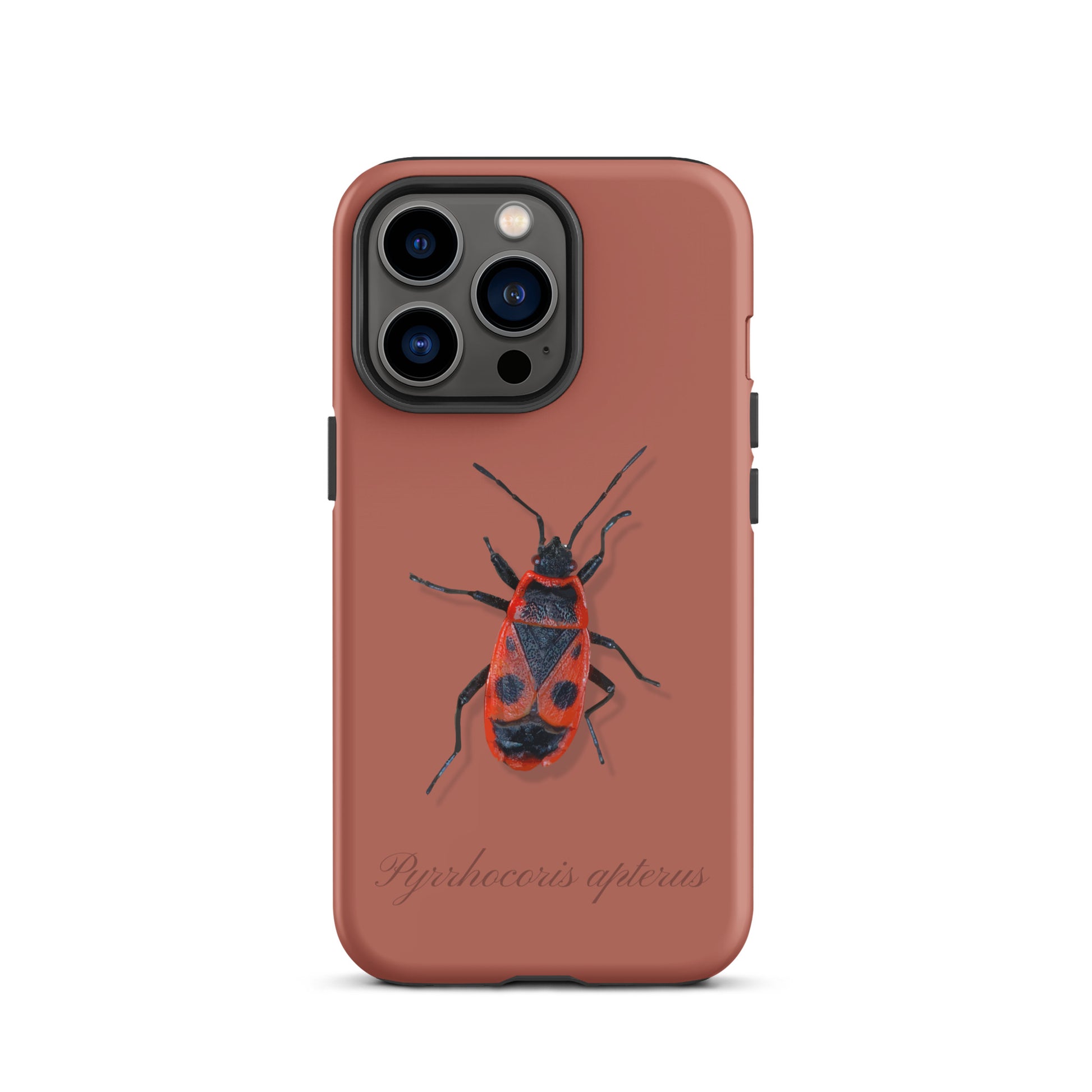 Ziegelrote iPhone-Hülle mit Feuerwanzen-Design aus robustem Kunststoff, Schutzhülle für Apple iPhone