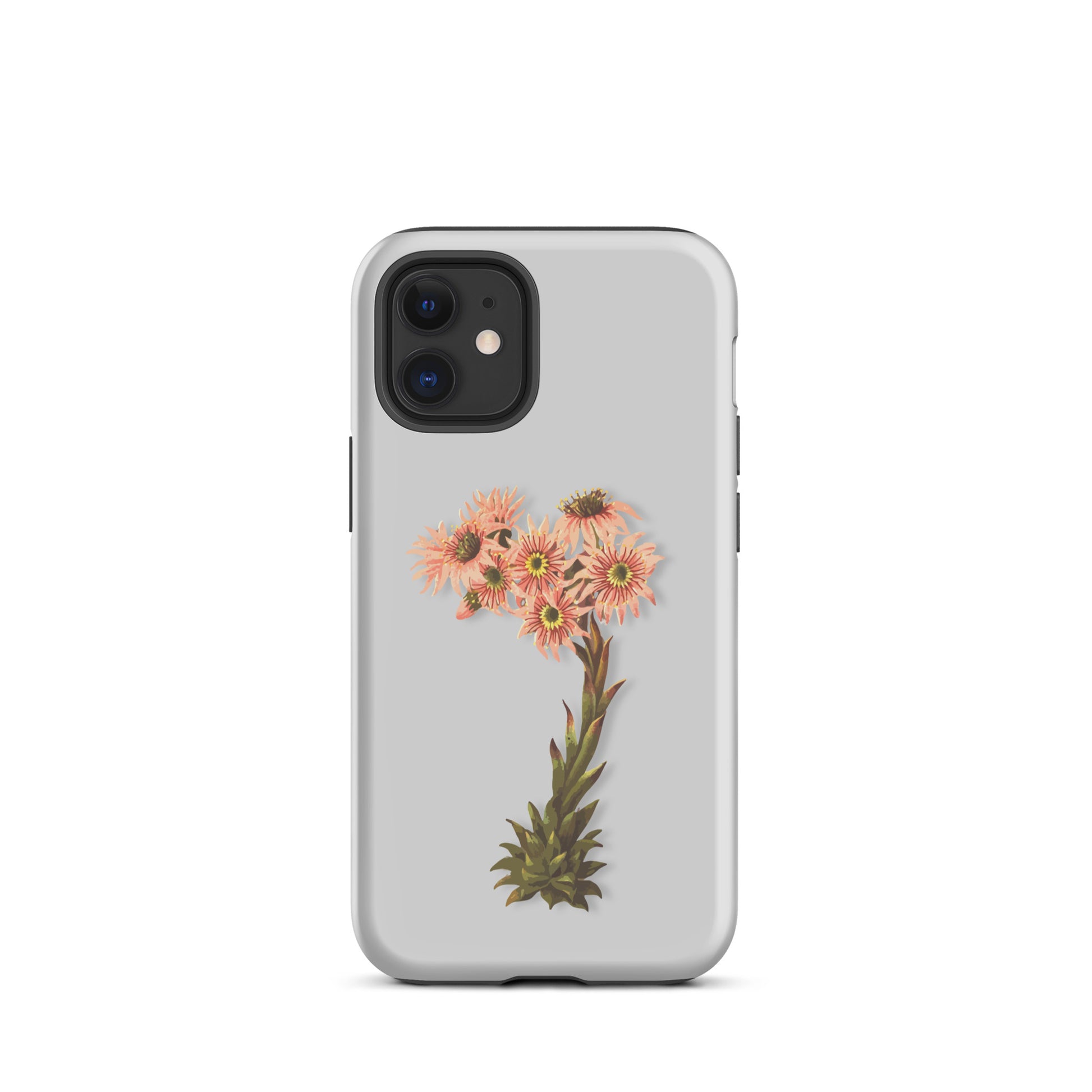 Graue iPhone-Hülle aus Silikon mit Hauswurz-Muster, Schutzhülle für Apple iPhone