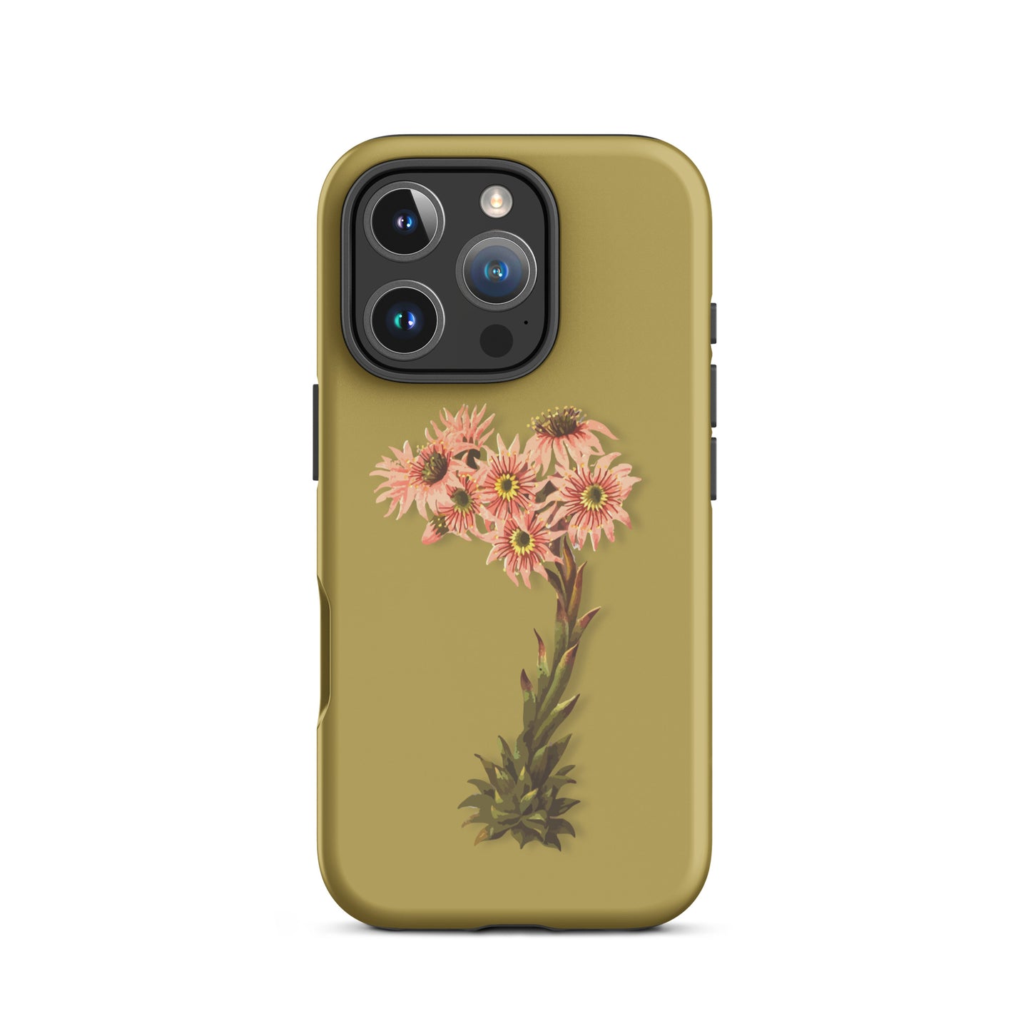 Handyhülle für iPhone mit Hauswurz-Motiv in Ockergelb, robust und stylisch