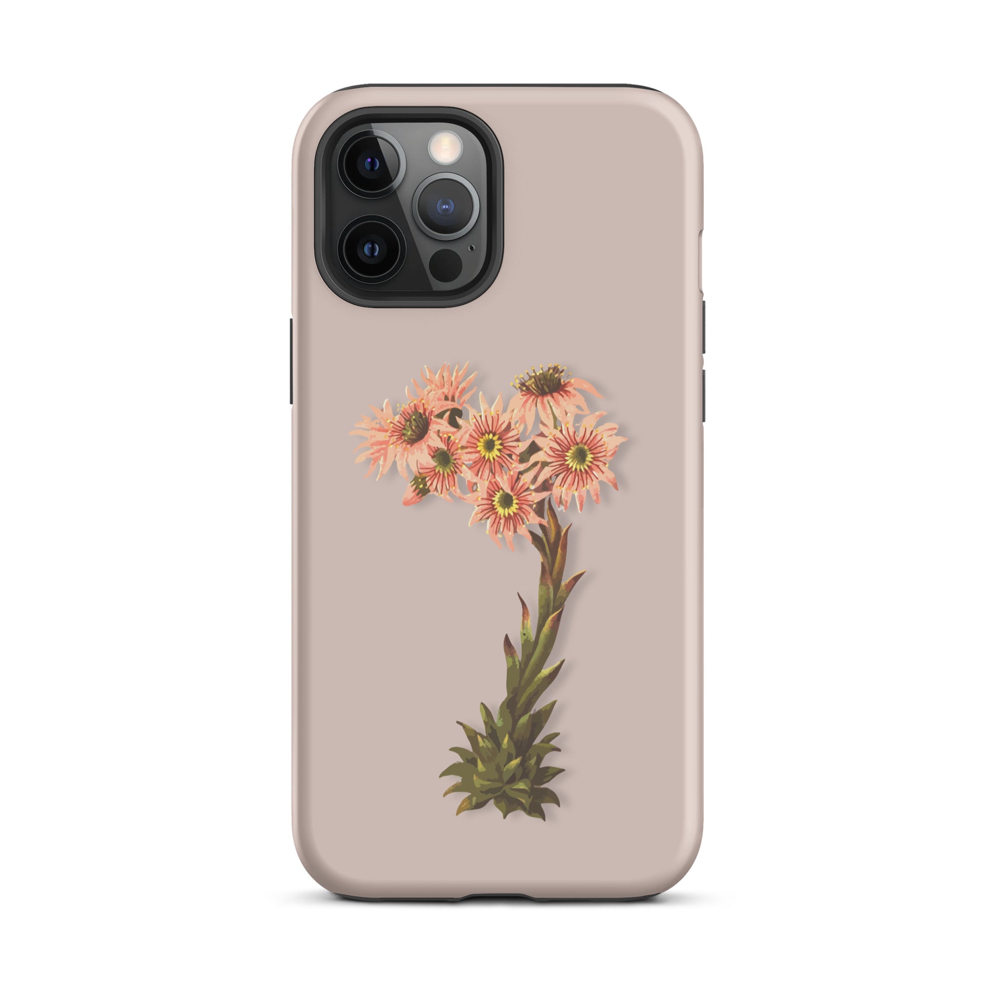 Rosa iPhone Hülle mit Hauswurz-Muster, Schutzhülle aus Silikon für Apple iPhone.