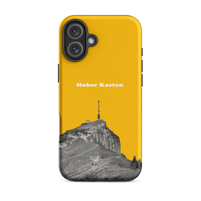 Goldgelbe iPhone Hülle mit Hoher Kasten Motiv, robuste Schutzhülle aus hochwertigem Material.