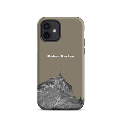 Robuste iPhone-Hülle in Graubraun mit Hoher Kasten Design, Schutzhülle aus strapazierfähigem Material.
