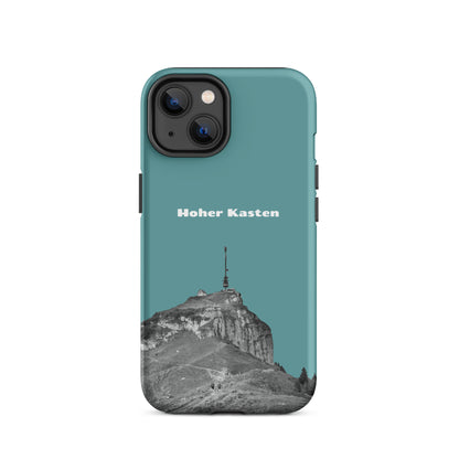 Robuste iPhone-Hülle in Kadettenblau mit Hoher-Kasten-Design aus dem Alpstein, Schutzhülle.