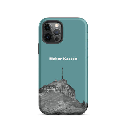 Robuste iPhone Hülle in Kadettenblau mit Hoher Kasten Design, Schutzhülle aus strapazierfähigem Material.