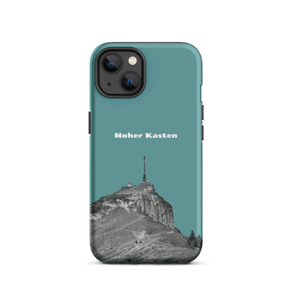 Robuste iPhone-Hülle in Kadettenblau mit Hoher-Kasten-Design, Schutzhülle aus strapazierfähigem Material.