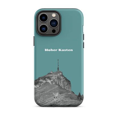 Robuste iPhone-Hülle in Kadettenblau mit Hoher-Kasten-Design aus dem Alpstein, Schutzhülle mit attraktivem Motiv.