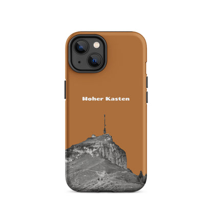 iPhone Case - Hoher Kasten - Kupfer: Robuste Schutzhülle mit Alpenmotiv, Kupferfarbe, präzise Aussparungen, mattierte Oberfläche.