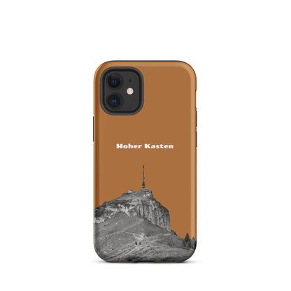 Robuste iPhone-Hülle in Kupferoptik mit Alpstein-Motiv, Hoher Kasten Design, schützende Handyhülle.