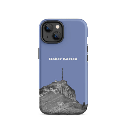 Robuste iPhone-Hülle in Pastellblau mit Hoher-Kasten-Design, Schutzhülle aus strapazierfähigem Material.