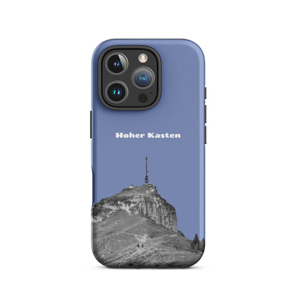 Robuste iPhone Hülle in Pastellblau mit Hoher Kasten Design aus dem Alpstein, stoßfest.