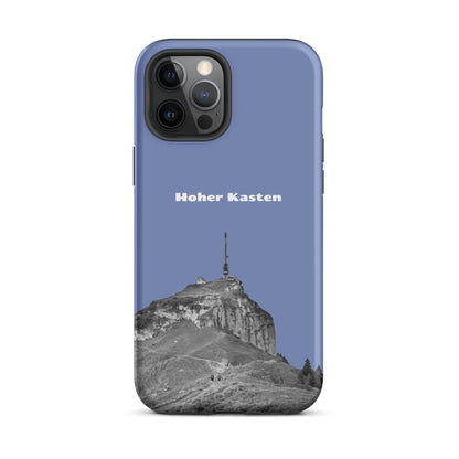 Robuste iPhone-Hülle in Pastellblau mit Hoher-Kasten-Design aus dem Alpstein, Schutzhülle mit attraktivem Motiv.