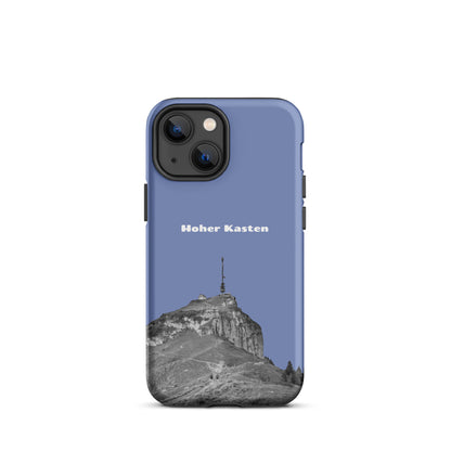 Robuste iPhone-Hülle in Pastellblau mit Hoher-Kasten-Design aus dem Alpstein.