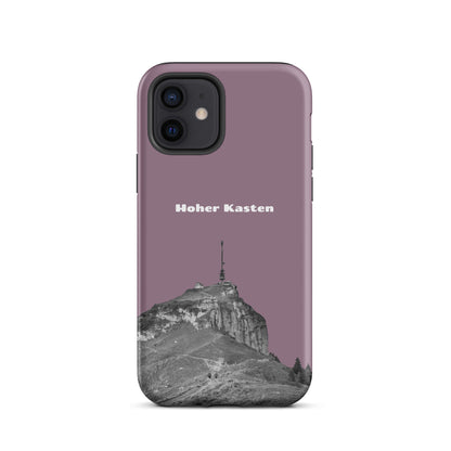 Robuste iPhone-Hülle in Pastellviolett mit Hohen Kasten Design, Schutzhülle aus stabilem Material.