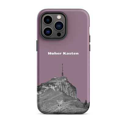 iPhone Hülle in Pastellviolett mit robustem Design und Motiv des Hohen Kastens im Alpstein.