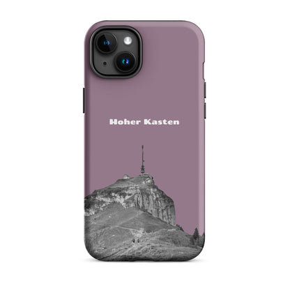 Robuste iPhone Hülle in Pastellviolett mit Hoher Kasten Design aus dem Alpstein, stoßfest.
