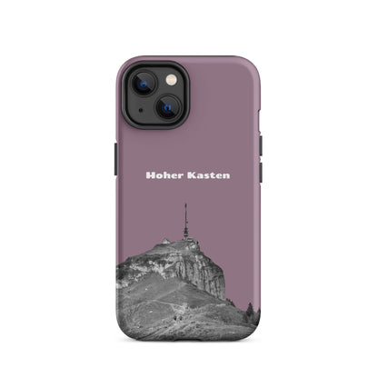 Robuste iPhone Hülle in Pastellviolett mit Hoher-Kasten-Design aus dem Alpstein, Schutzhülle mit attraktivem Motiv.