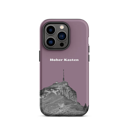 Pastellviolette iPhone-Hülle mit robustem Design und Hoher-Kasten-Motiv, Alpstein-Gipfel, Schutzhülle.