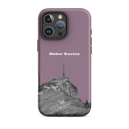 Robuste iPhone-Hülle in Pastellviolett mit Hoher-Kasten-Design aus dem Alpstein, Schutzhülle mit attraktivem Motiv.