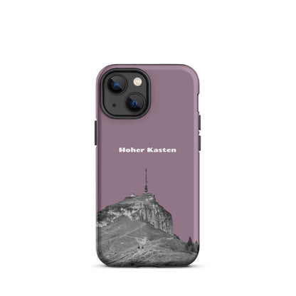 Robuste iPhone-Hülle in Pastellviolett mit Hoher Kasten Design aus dem Alpstein, stoßfest und stylisch.