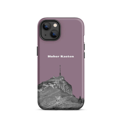 Robuste iPhone Hülle in Pastellviolett mit Hoher Kasten Design aus dem Alpstein, stoßfest und stilvoll.
