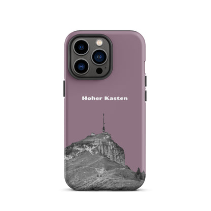 Robuste iPhone-Hülle in Pastellviolett mit Hoher-Kasten-Design aus dem Alpstein, Schutzhülle mit attraktivem Motiv.