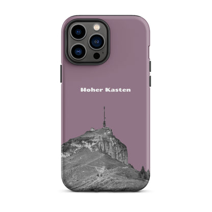 Robuste iPhone Schutzhülle in Pastellviolett mit Hoher Kasten Design aus dem Alpstein, stoßfest und elegant.