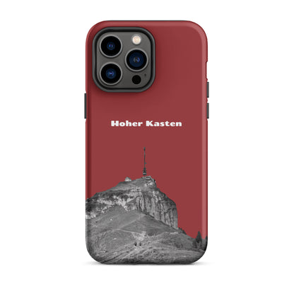 Rote iPhone-Hülle mit Hoher-Kasten-Design, robuste Schutzhülle aus strapazierfähigem Material.