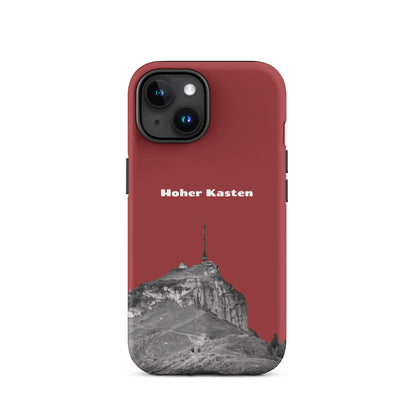 Rote iPhone-Hülle mit Hoher Kasten Design, robuste Schutzhülle aus strapazierfähigem Material.