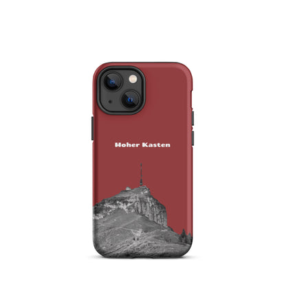 Robuste rote iPhone Schutzhülle mit Hoher Kasten Design aus dem Alpstein, attraktives und widerstandsfähiges Material.