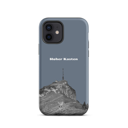 Schiefergraue iPhone-Hülle mit Hoher-Kasten-Design, robust und stylisch, Schutzhülle aus hochwertigem Material.