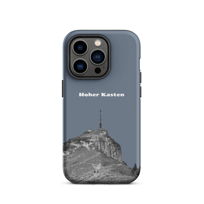 Robuste iPhone-Hülle in Schiefergrau mit Hoher-Kasten-Design, Schutzhülle aus strapazierfähigem Material.