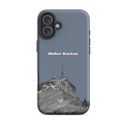 Robuste iPhone-Hülle in Schiefergrau mit Hoher-Kasten-Design aus dem Alpstein, Schutzhülle mit attraktivem Motiv.