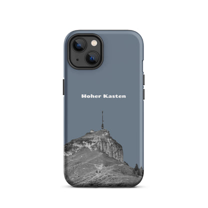 Schiefergraue iPhone-Hülle mit Hoher-Kasten-Design, robuste Schutzhülle aus Silikon.