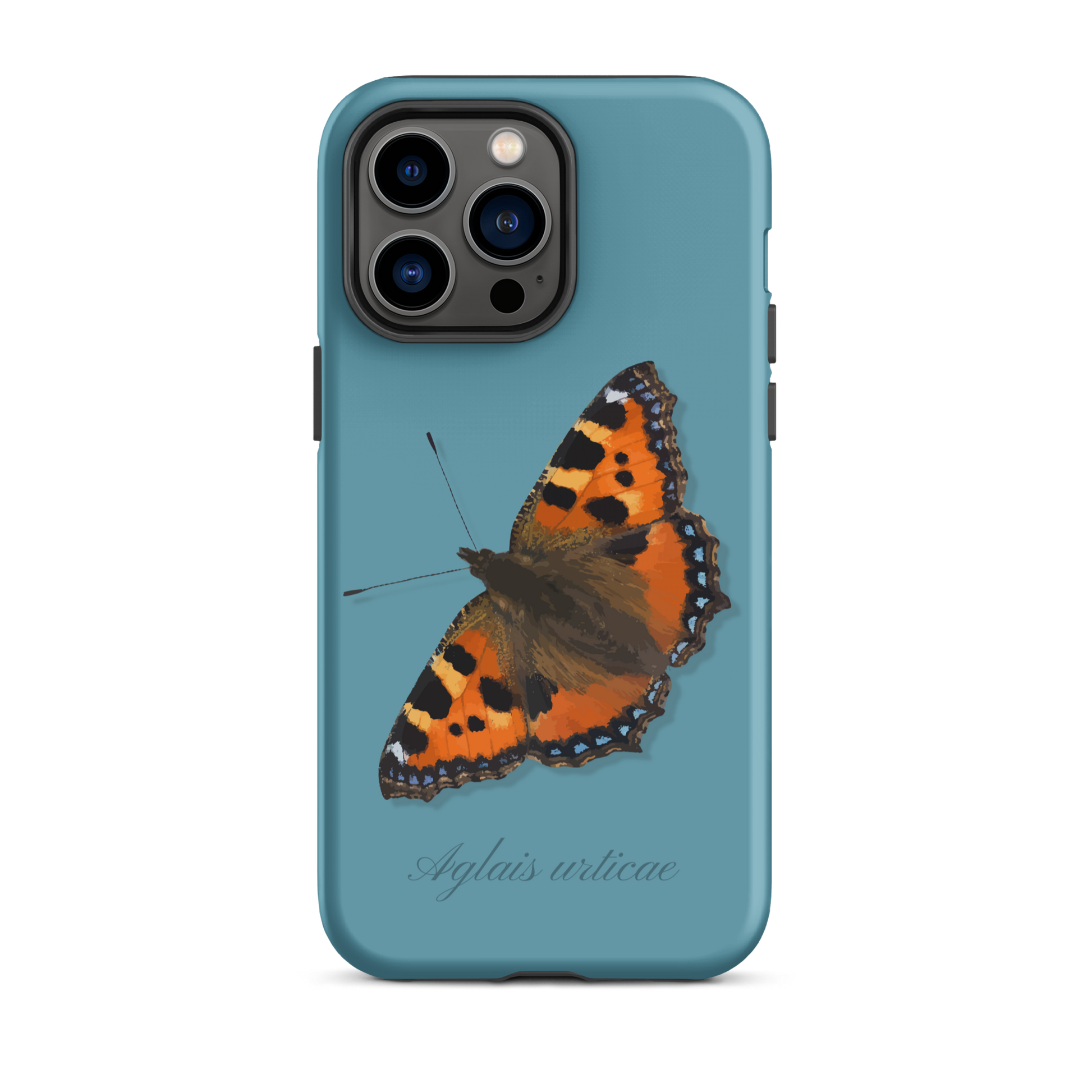 iPhone Hülle mit Fuchsdesign in Gletscherwasserblau, Seitenansicht