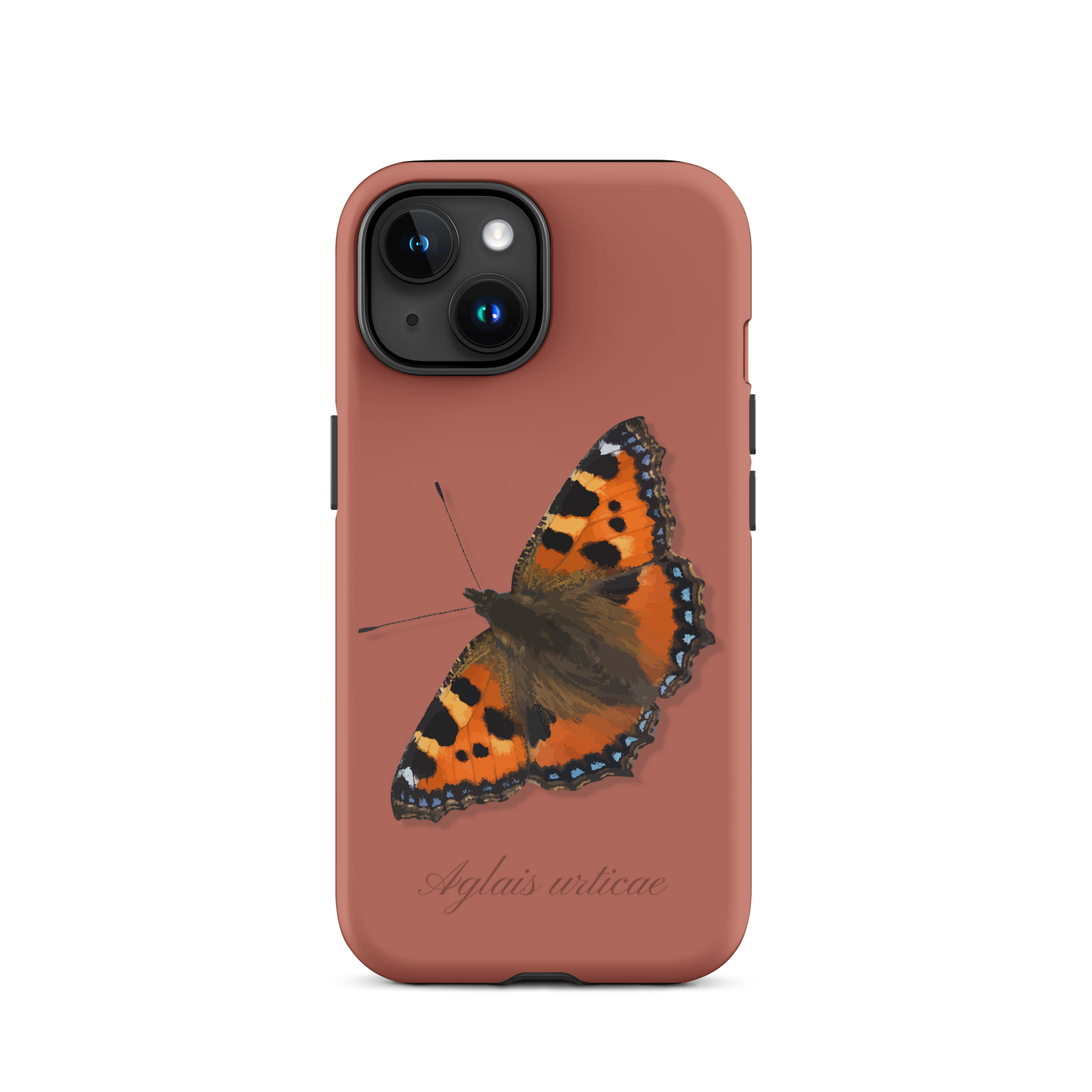 iPhone Handyhülle mit kleinem Fuchs-Design in Ziegelrot, Seitenansicht