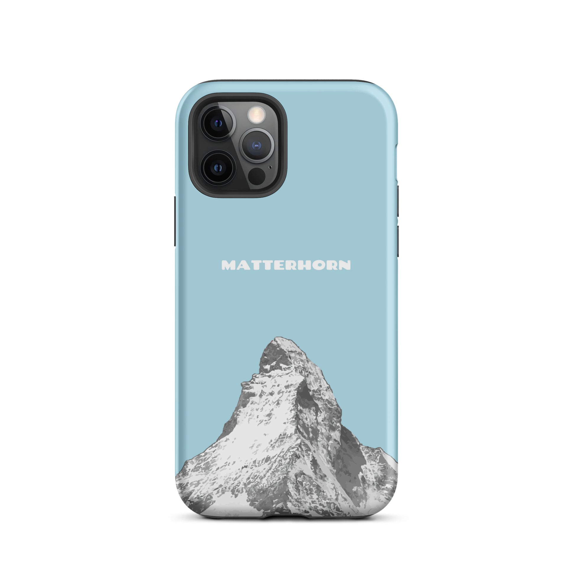 iPhone Hard Case in Hellblau mit Matterhorn-Motiv, kompatibel mit Apple iPhone, robust und stilvoll.