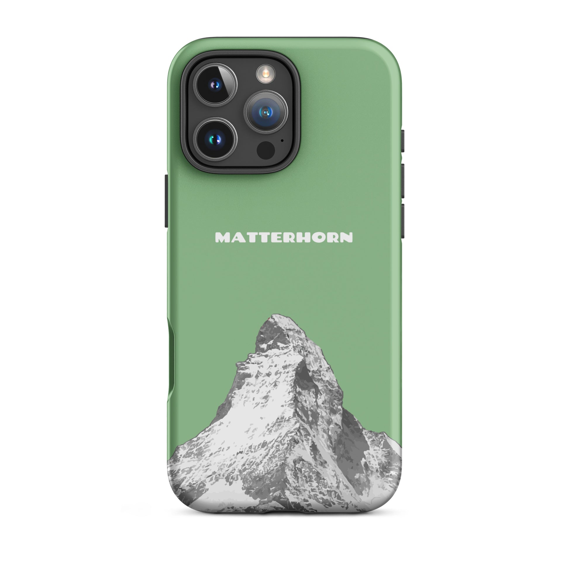 Hellgrüne iPhone Hülle mit Matterhorn-Motiv, robustes Hard Case für Apple iPhone.