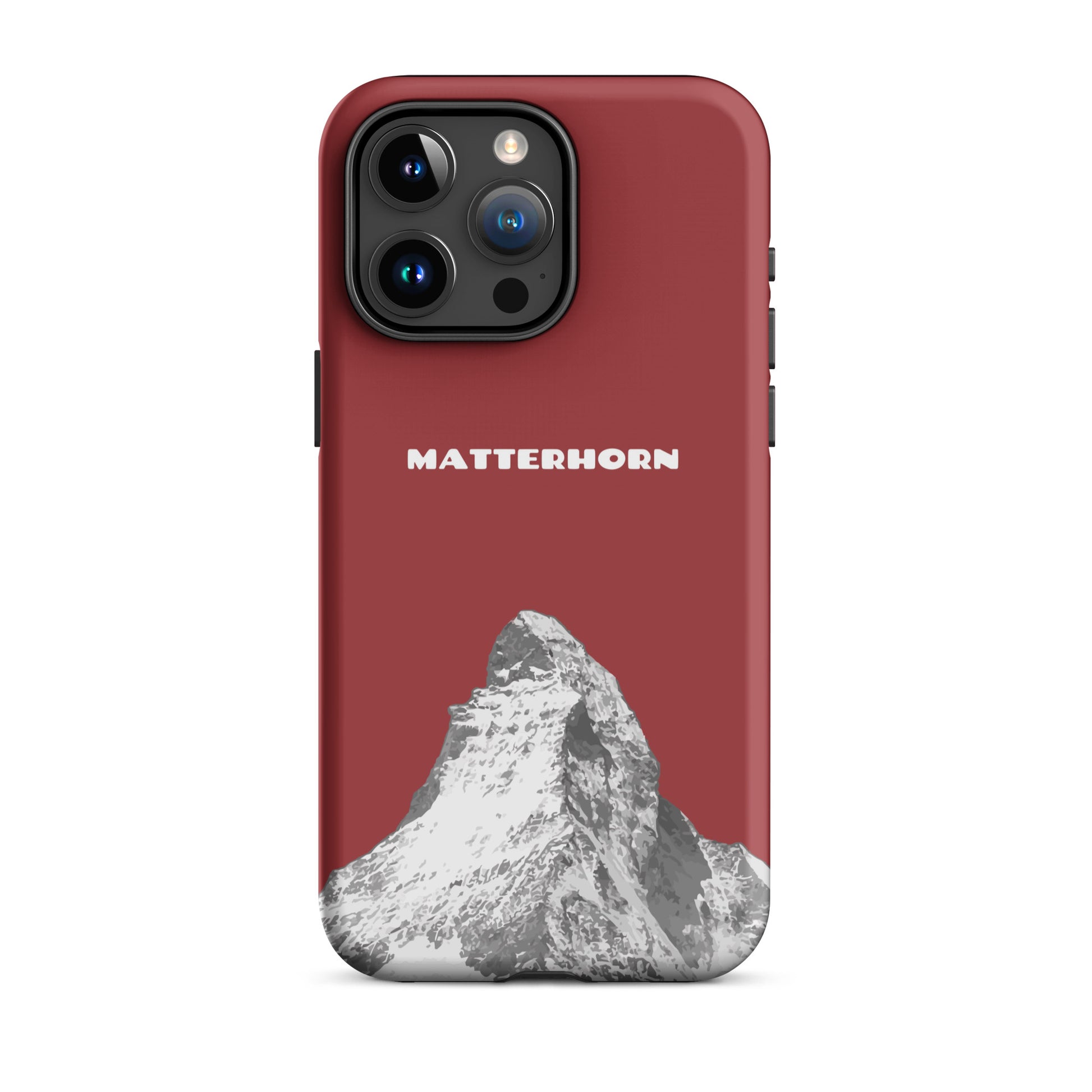 Rote iPhone Hard Case mit Matterhorn-Design aus hartem Material, glänzende Oberfläche, zentrales Zermatt-Motiv.