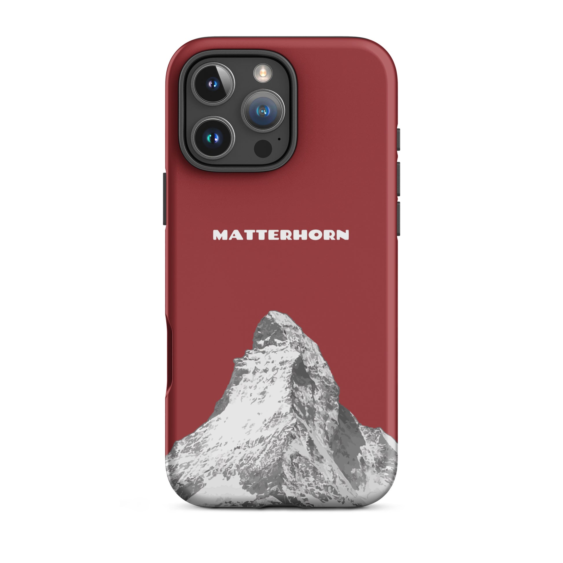 Rote iPhone-Hülle mit Matterhorn-Motiv, Hartplastik, Zermatt-Bergdesign, Schutzhülle für Apple iPhone.