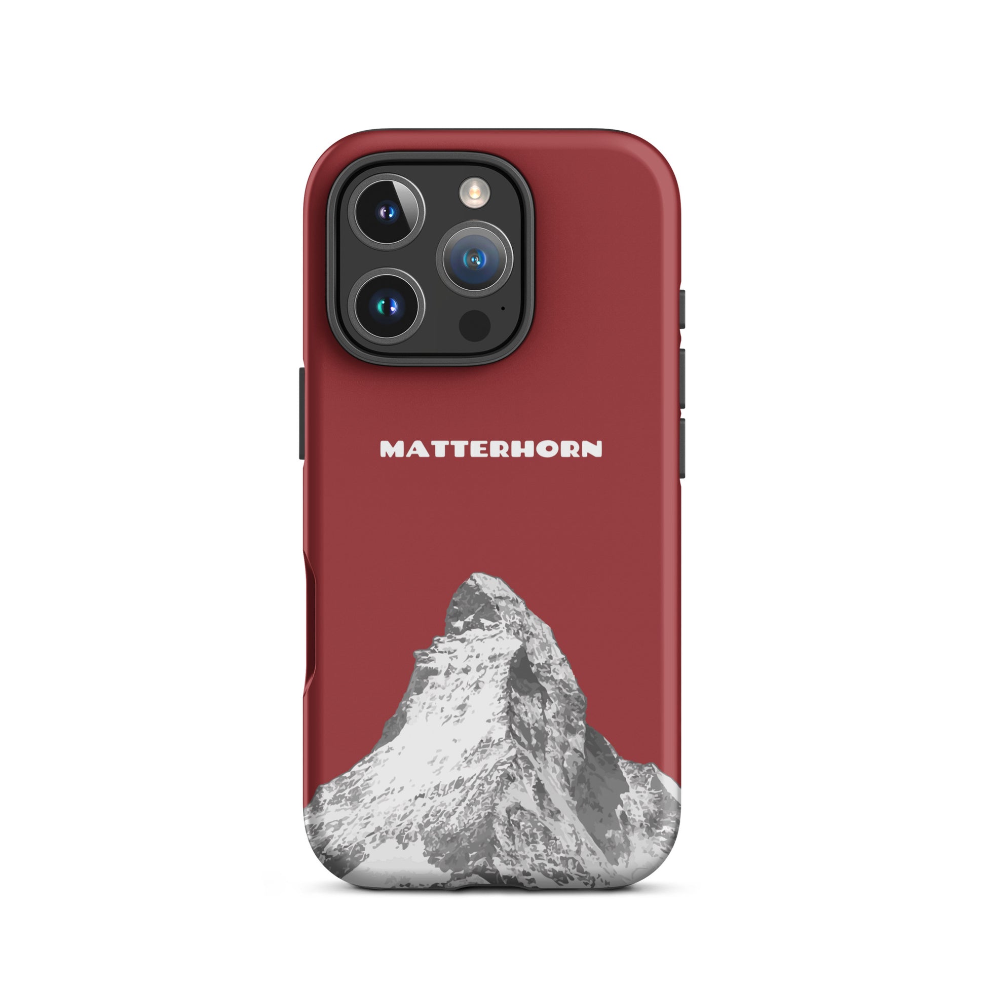 Rote iPhone Hard Case mit Matterhorn-Design, robust und stilvoll für Apple iPhone.