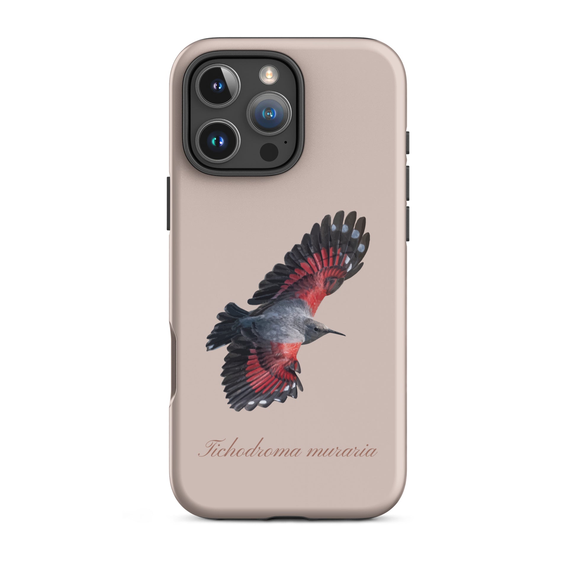 Rosa iPhone-Hülle mit Mauerläufer-Design, schützende Silikonhülle für Apple iPhone.