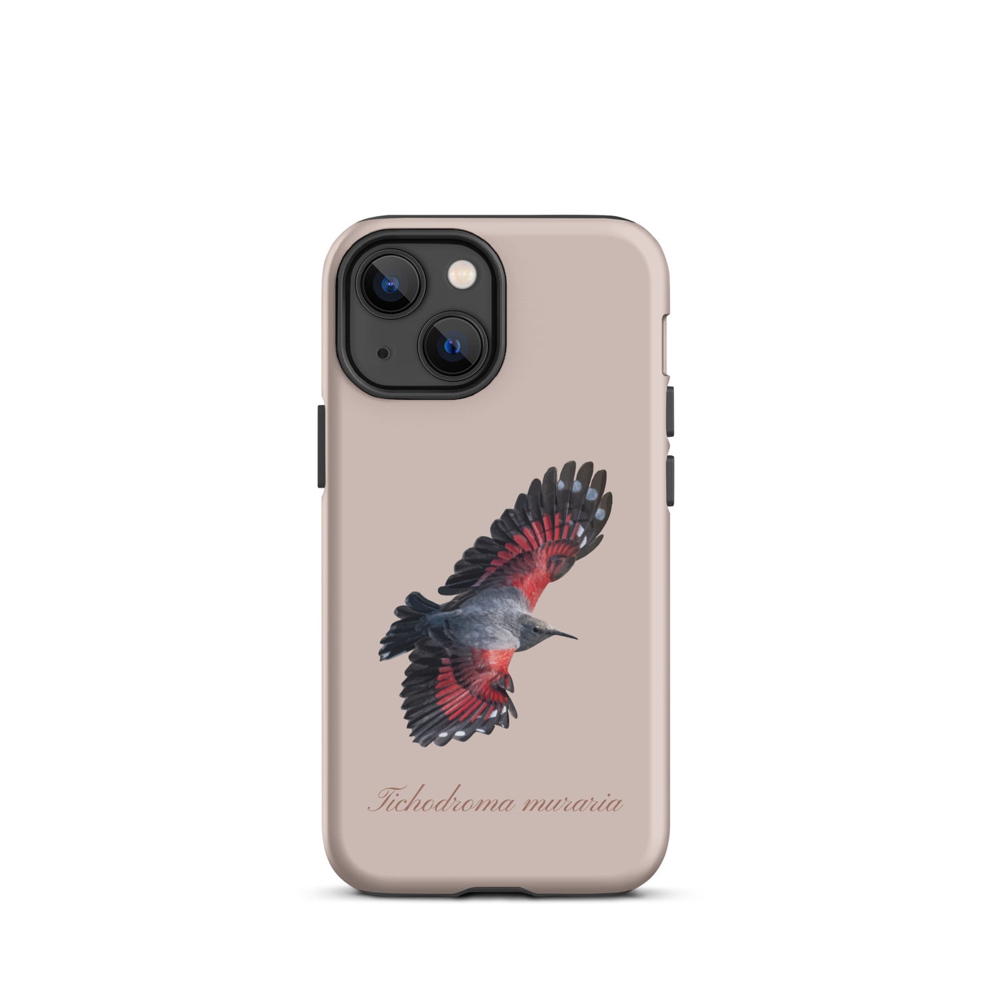 Rosa iPhone Hülle mit Mauerläufer-Design, Schutzhülle aus robustem Material.