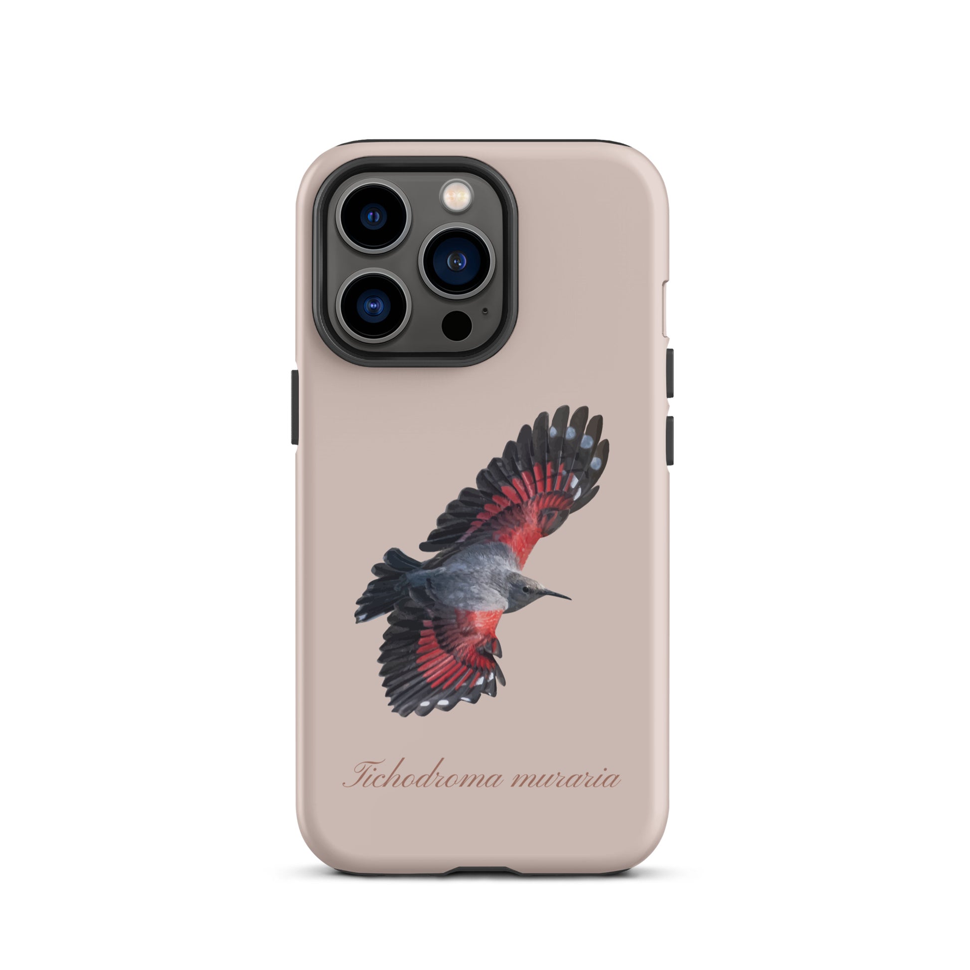 Rosa Handyhülle mit Mauerläufer-Design für iPhone, robustes Material, schützendes Case mit einzigartigem Vogelmotiv.