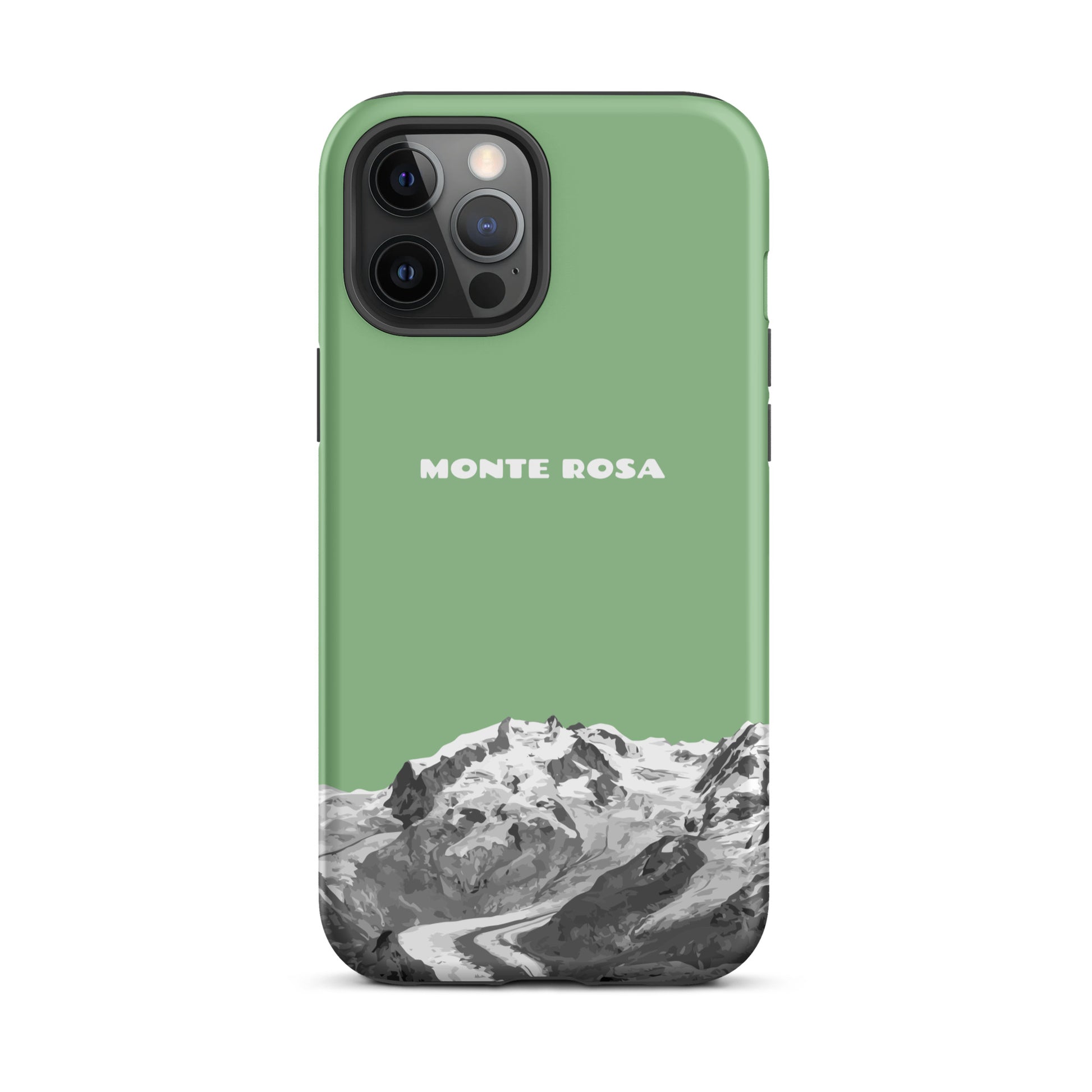 Hellgrüne iPhone 12 Pro Max Hülle mit Monte Rosa Design, stoßfest und schlank