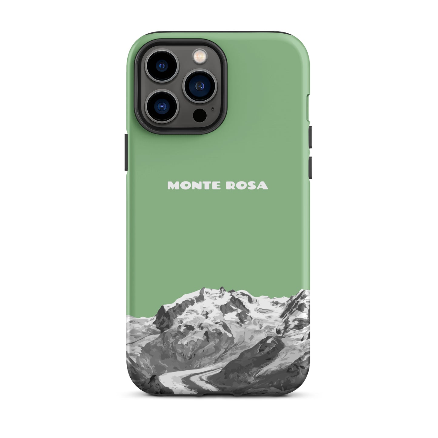 Hellgrüne iPhone-Hülle im Monte-Rosa-Design, kompatibel mit Apple iPhone 15, schützende Silikonhülle