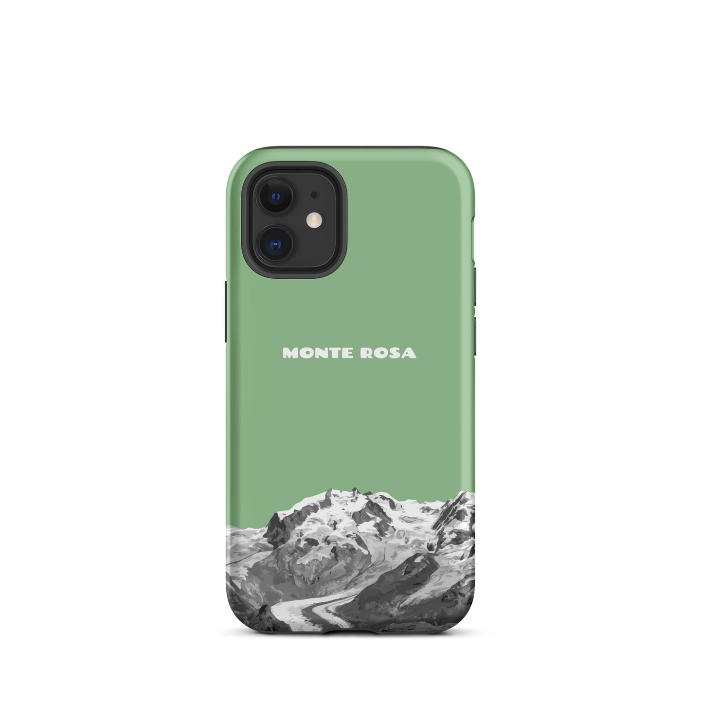 Hellgrüne iPhone-Hülle Monte Rosa aus Silikon, passend für Apple iPhone 12 mini.